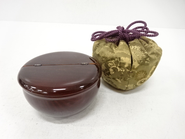 溜塗　老松　茶入